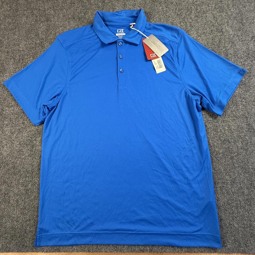 Cutter & Buck CB DryTec Blue Polo Shirt‎ Mens Large NWT 1794